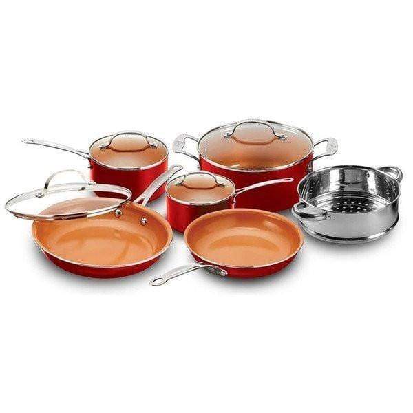 As Seen On TV Red Copper 10-Piece Cookware Set