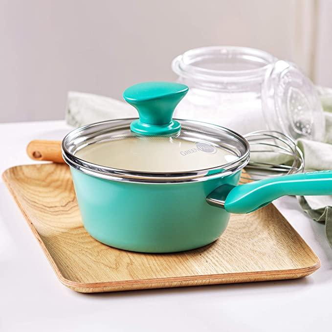 Rio Ceramic Nonstick 2-Quart Saucepan with Lid | Turquoise