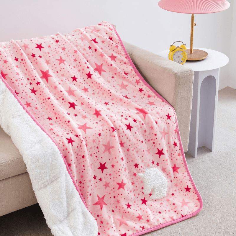 Applique Weighted Throw Pink Unicorn / 36"x56"