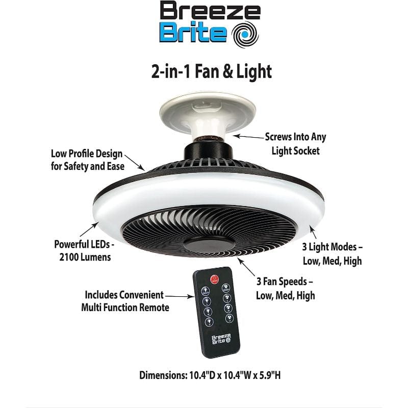Breeze Brite Screw In Ceiling Fan with LED Light BRZB-MC4