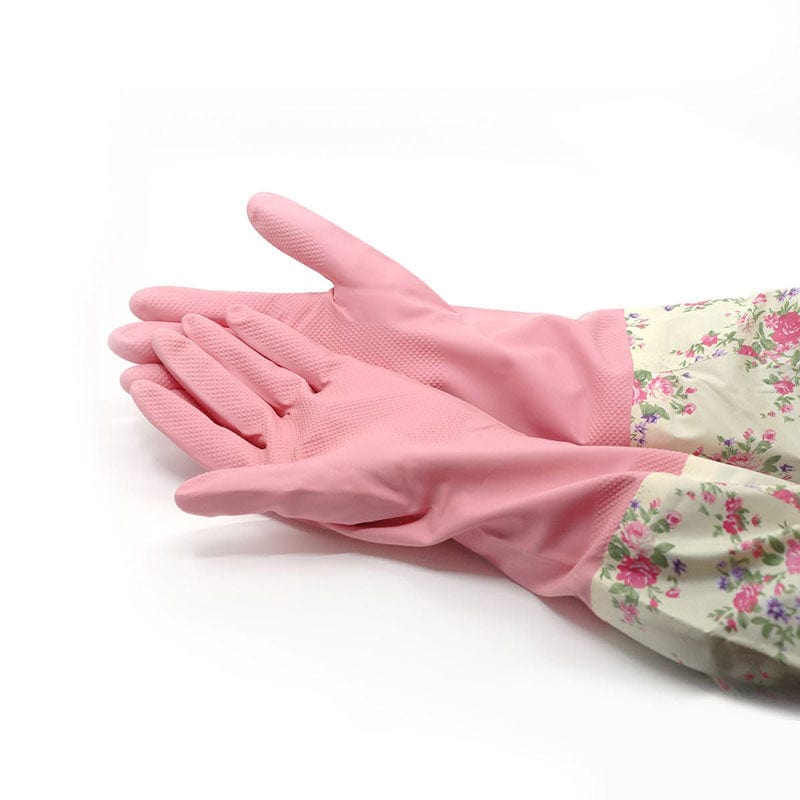 Cleaning Gloves w/ Extra Long Fitted Cuffs, Ultra Durable Latex 1 Pair Pink A280633P