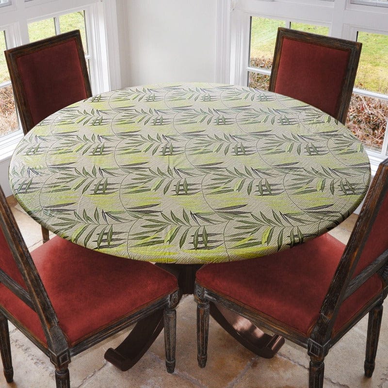 Flannel Backed Vinyl Fitted Table Covers 44" Round / Fern ETMFERN48
