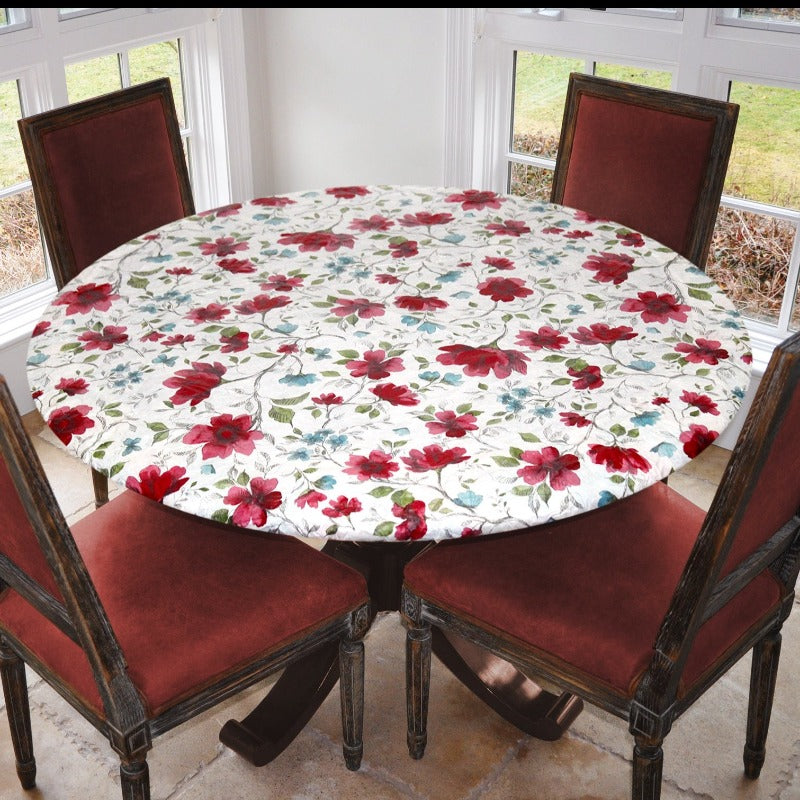 Flannel Backed Vinyl Fitted Table Covers 44" Round / Watercolor Floral ETWCF48