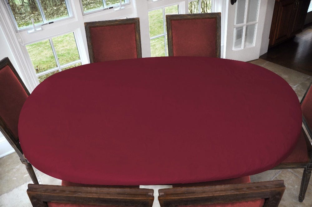 Flannel Backed Vinyl Fitted Table Covers 48" x 68" Oblong / Basketweave Red ETWCF81