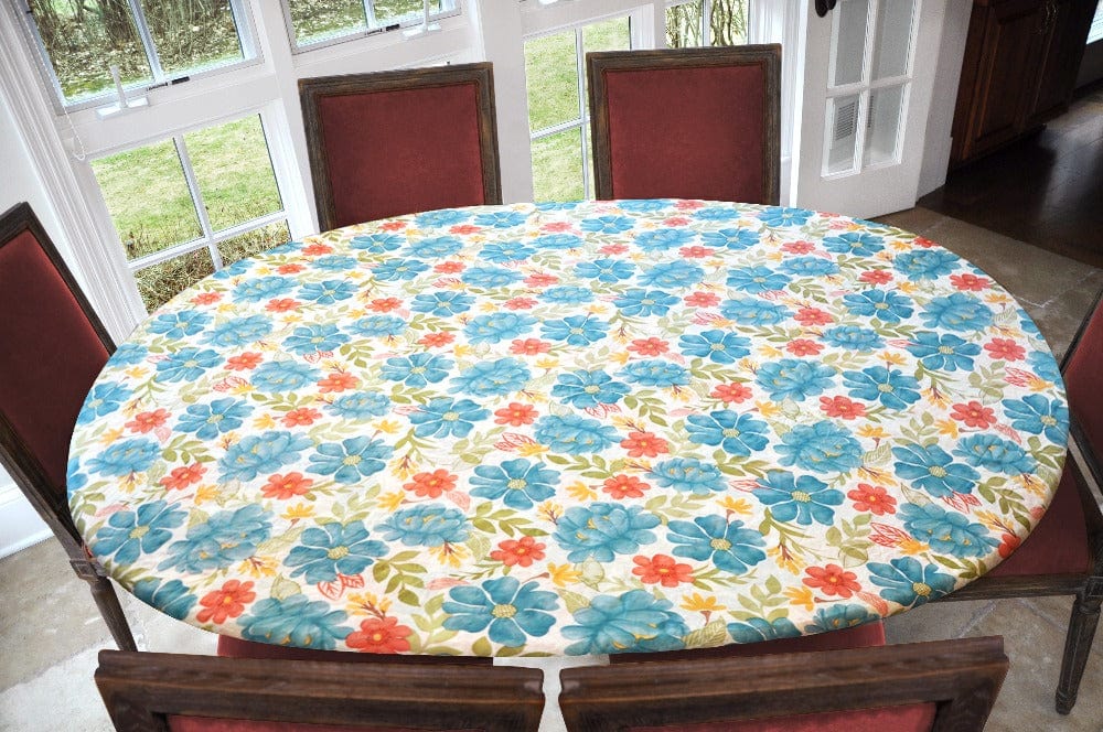 Flannel Backed Vinyl Fitted Table Covers 48" x 68" Oblong / Floral ETFFL76