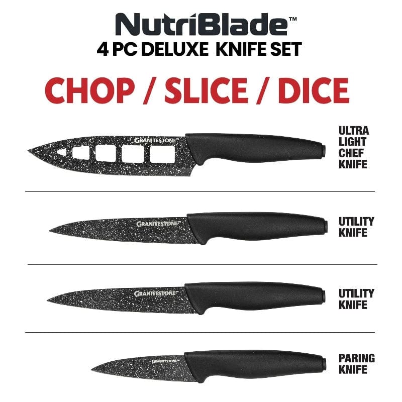 Granitestone 6 Piece Nutriblade Knife Set ,Black