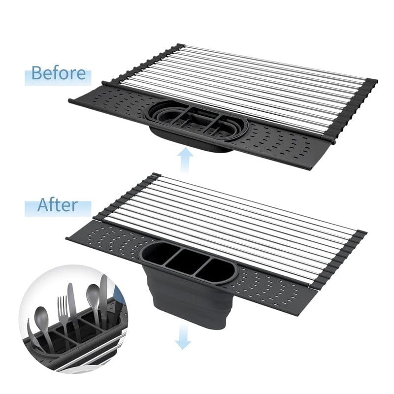 Roll-up Dish Rack with Utensil Organizer
