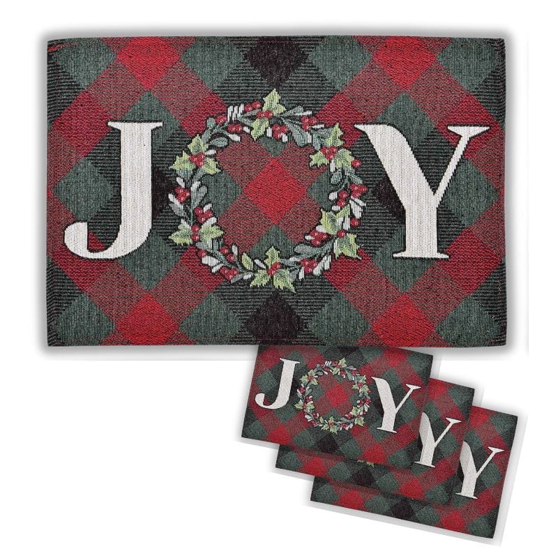 Set of 4 Christmas Tapestry Placemats Joy 154-P