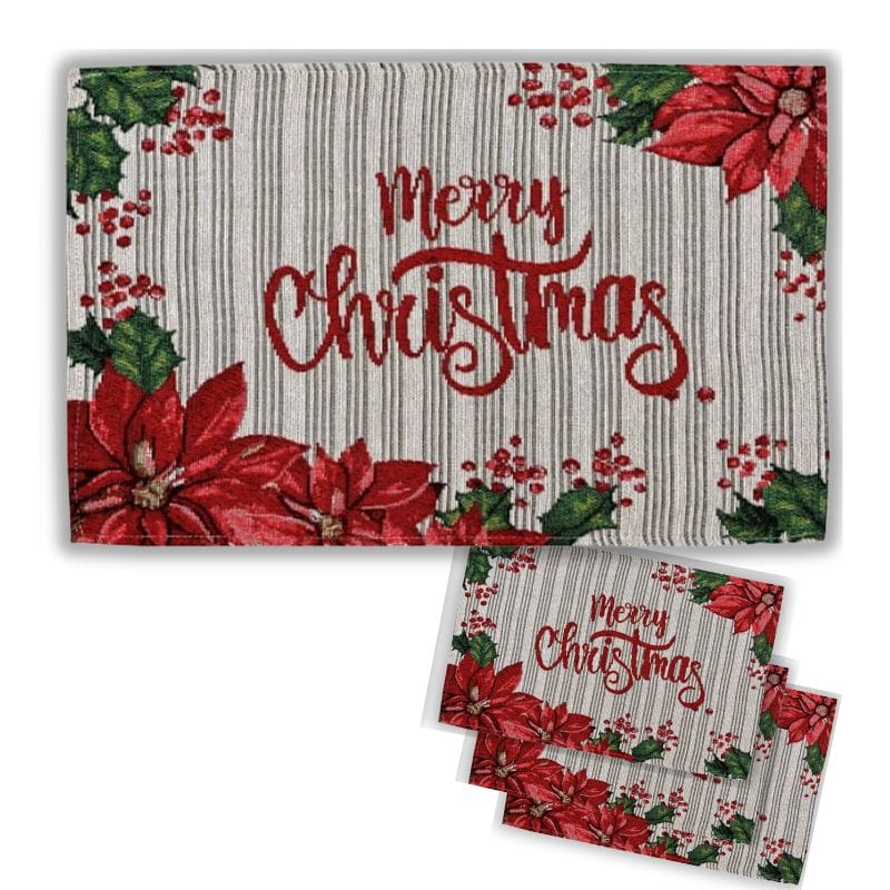 Set of 4 Christmas Tapestry Placemats Merry Christmas 154-P-4