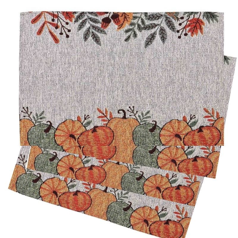 Set of 4 Harvest Bounty Tapestry Placemats Pumpkins 166-P-4