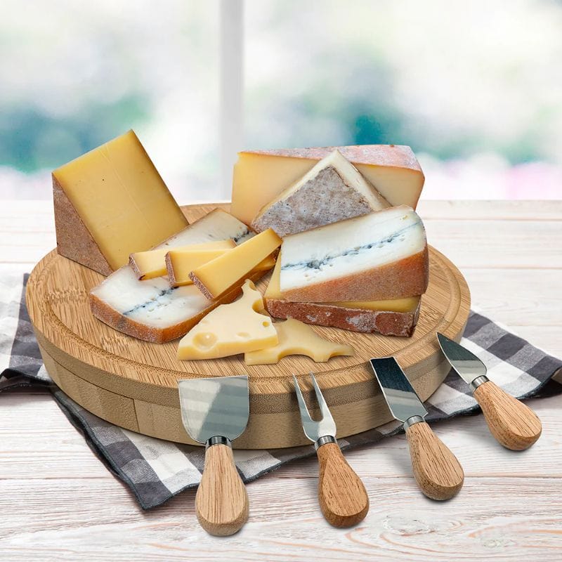 10" Bamboo Cheese Board with Knife Set PG94095