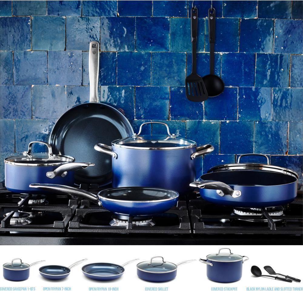 As Seen on TV Blue Diamond 10-Piece Cookware Set, Blue