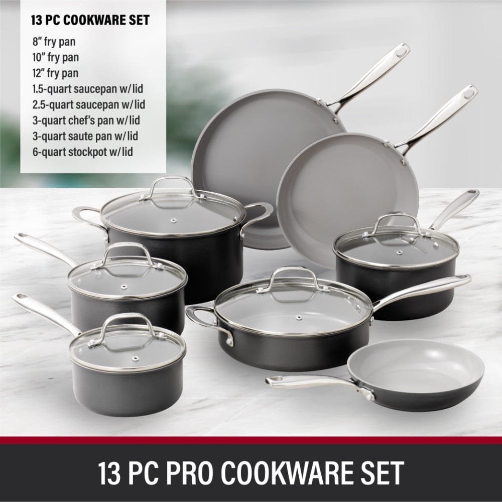 13 Piece GraniteStone Pro Hard Anodized Nonstick Cookware Set EM7962