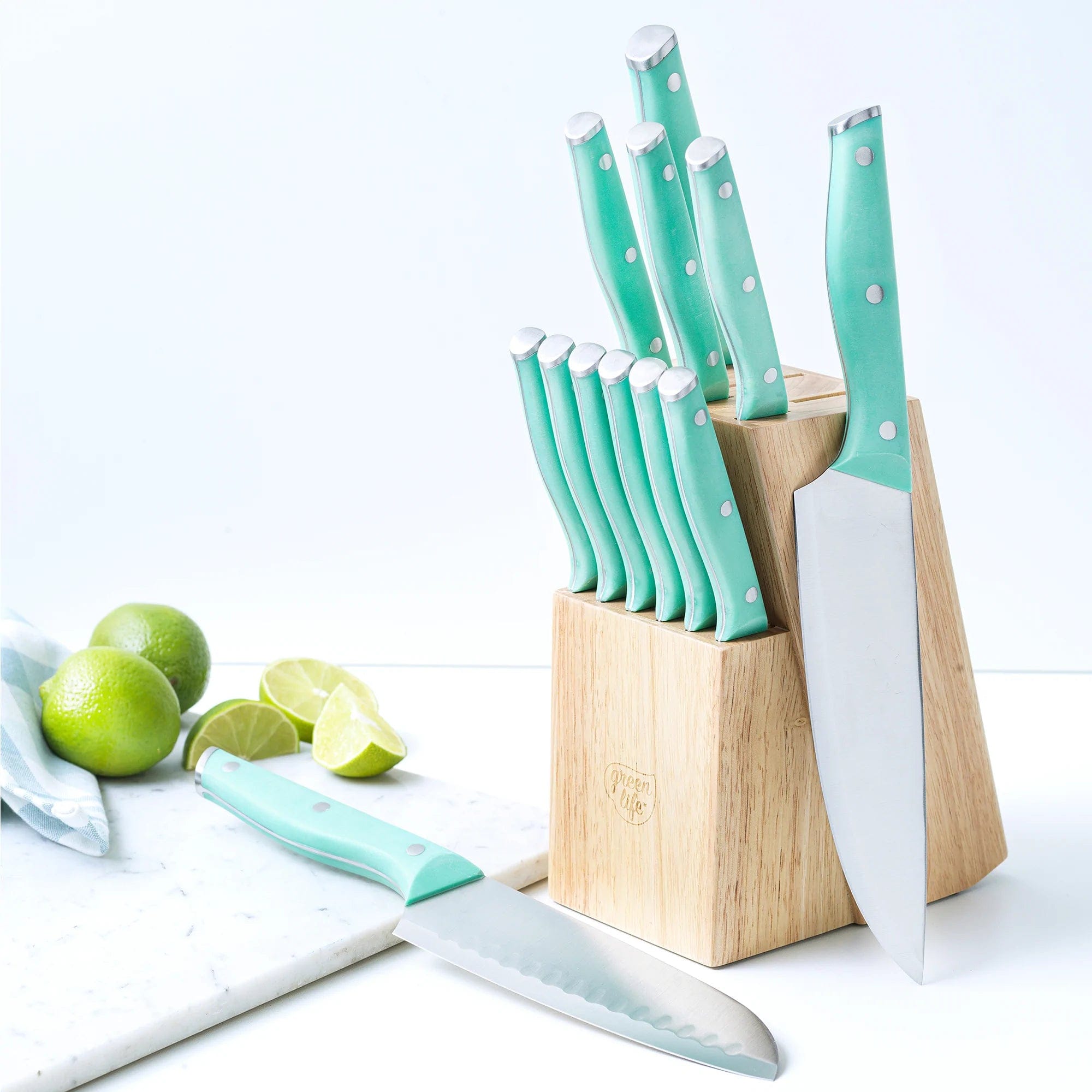 13 Piece GreenLife High-Carbon Stainless Knife Block Cutlery Set