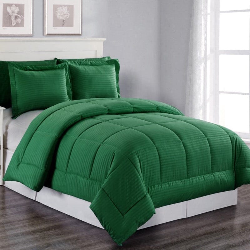 3 Piece Embossed Hotel Quality Comforter and Sham Set Emerald 014700