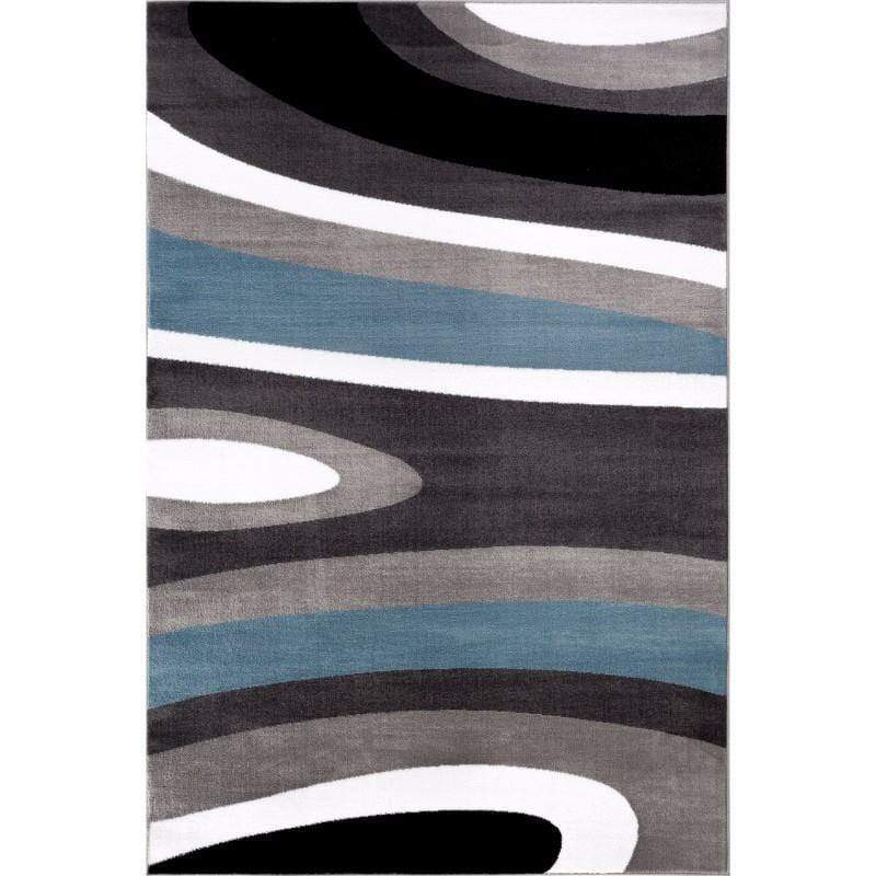 Alpine Abstract Modern Waves Area Rugs 3' X 5' 110 Blue 3 X 5