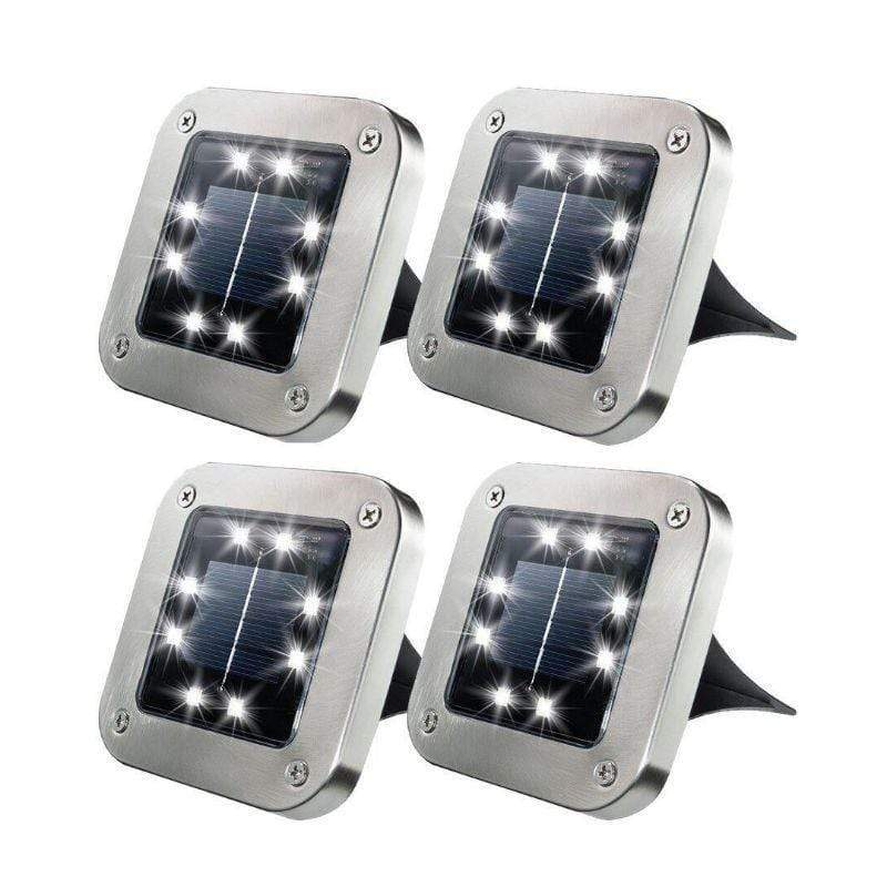 Bell + Howell Solar Outdoor In-Ground Square Disk Path Lights 4 Pack EM7835