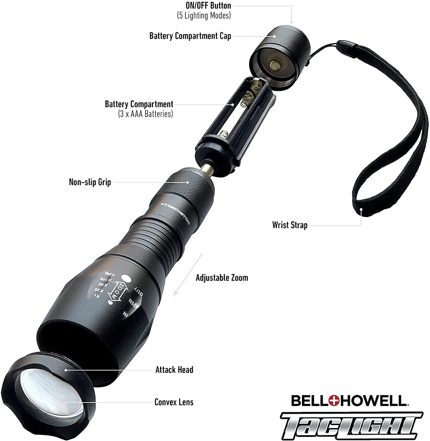 Bell + Howell Taclight Tactical Flashlight 3 Pack EM7000