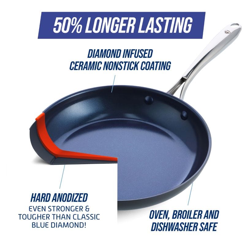Blue Diamond Hard Anodized Ceramic Nonstick 10 Frying Pan - Blue