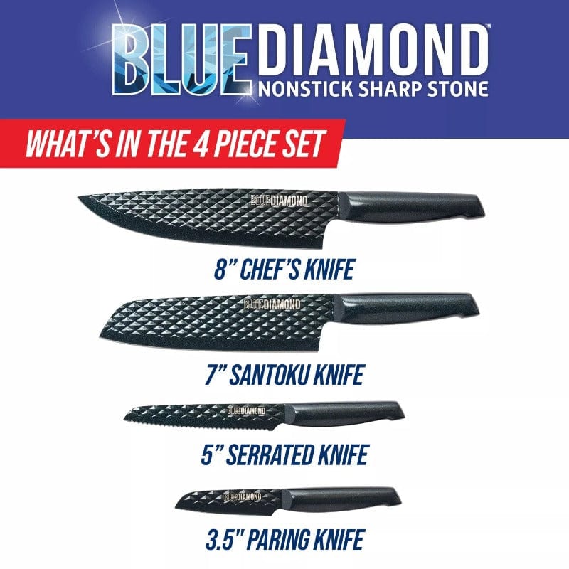 Diamond Gourmet Diamond Sharp Knife Set - Blue Oman