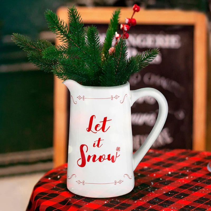 Ceramic 1.85Q Pitcher w/ Holiday Print and Message PG94080
