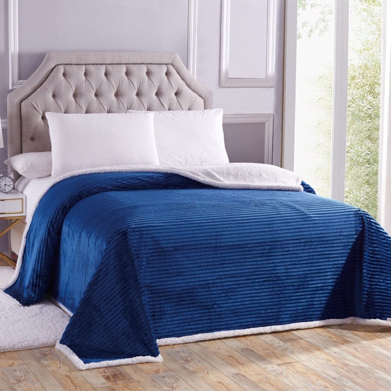 Corduroy Sherpa Reversible Oversized Bedding Blanket Blue / King 301662