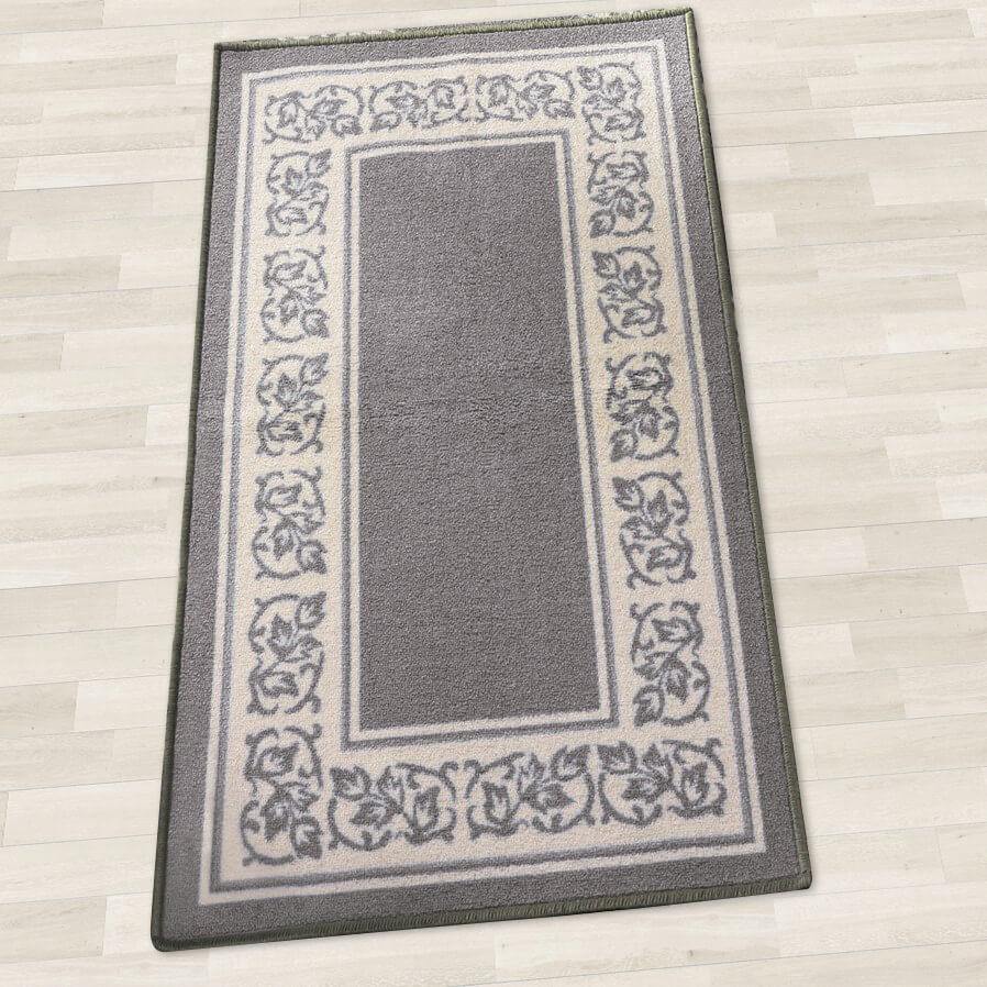 Floral Border Area Rugs 20"x 59" / Grey FLO-20X59-GY