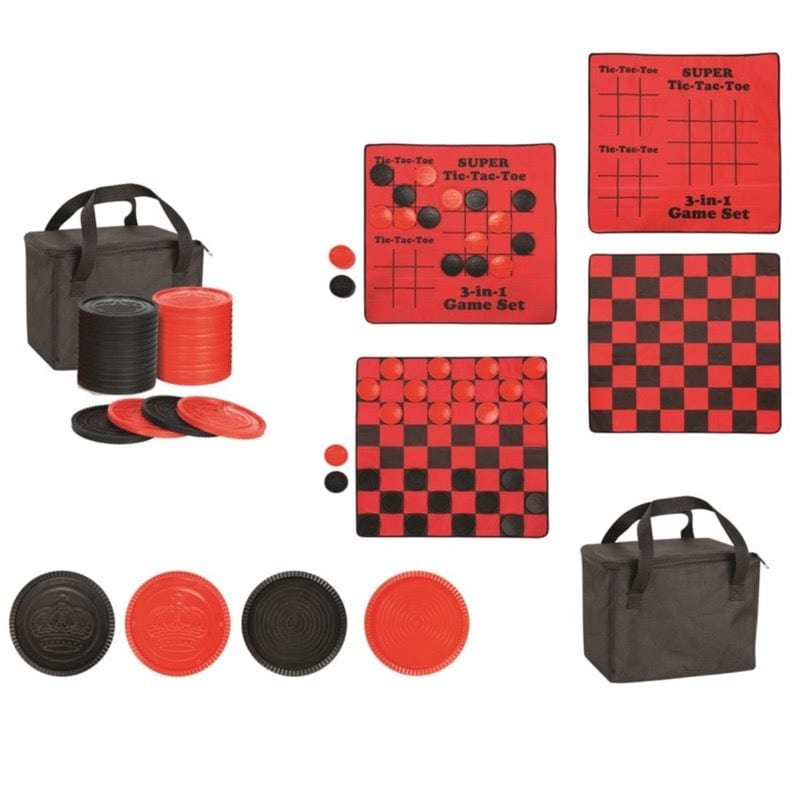 Giant 3 in 1 Checkers & Tic Tac Toe Game Play Set 5352