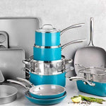 Gotham Steel Ocean Blue 10-Piece Aluminum Cookware Set
