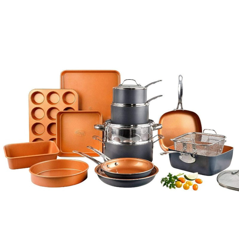 Gotham Steel Pots and Pans Set 20 Piece Cookware Set with Nonstick Ceramic  Copper Coating