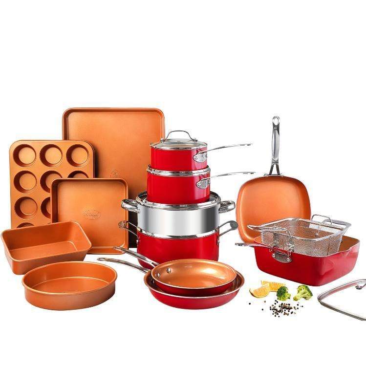 As Seen on TV Copper 10-Piece Cookware Set, Red