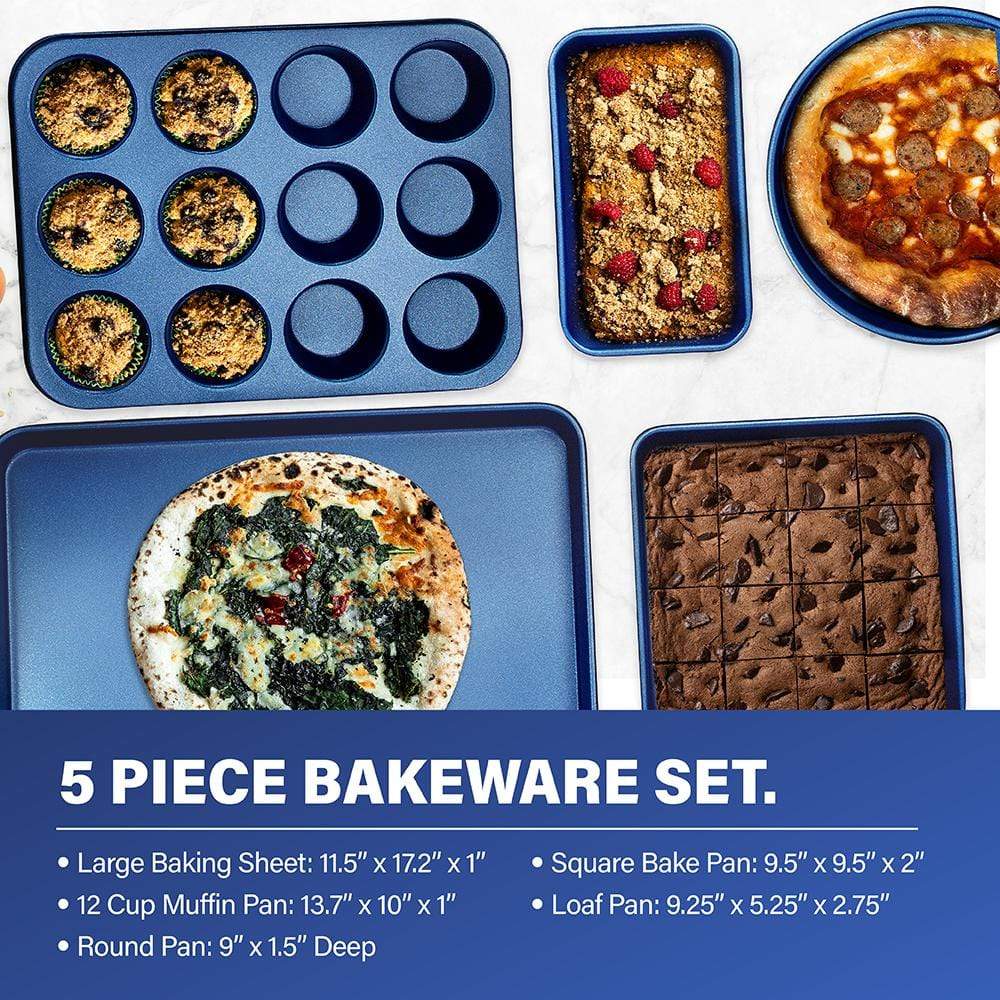 Baking Pans Set, 5-Piece Nonstick Bakeware Set,Cake Pans Set with Cookie  Sheets