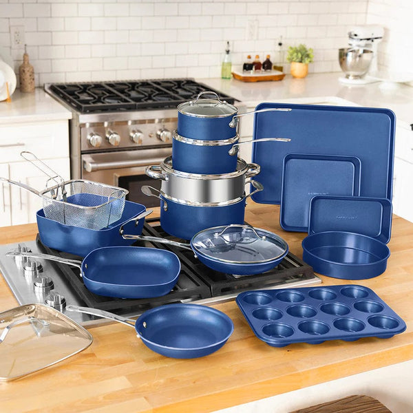 Granitestone Blue 20-pc. Nonstick Cookware and Bakeware Set, Color