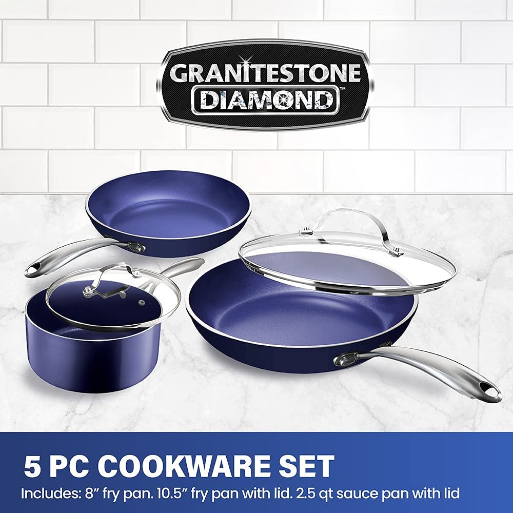 GraniteStone Diamond Blue 5 Piece Cookware Set EM7072