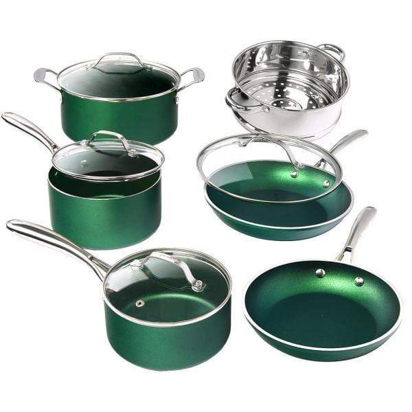 GraniteStone Emerald Green 10 Piece Non-Stick Cookware Set EM7386