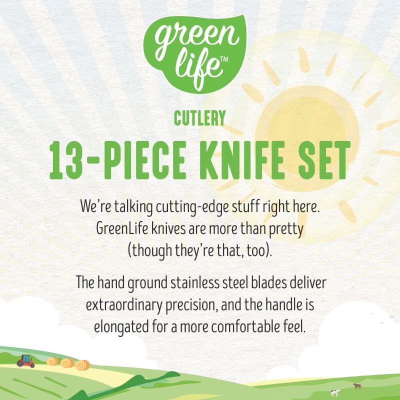 GreenLife High-Carbon Stainless Steel 13pc. Knife Block Cutlery Set