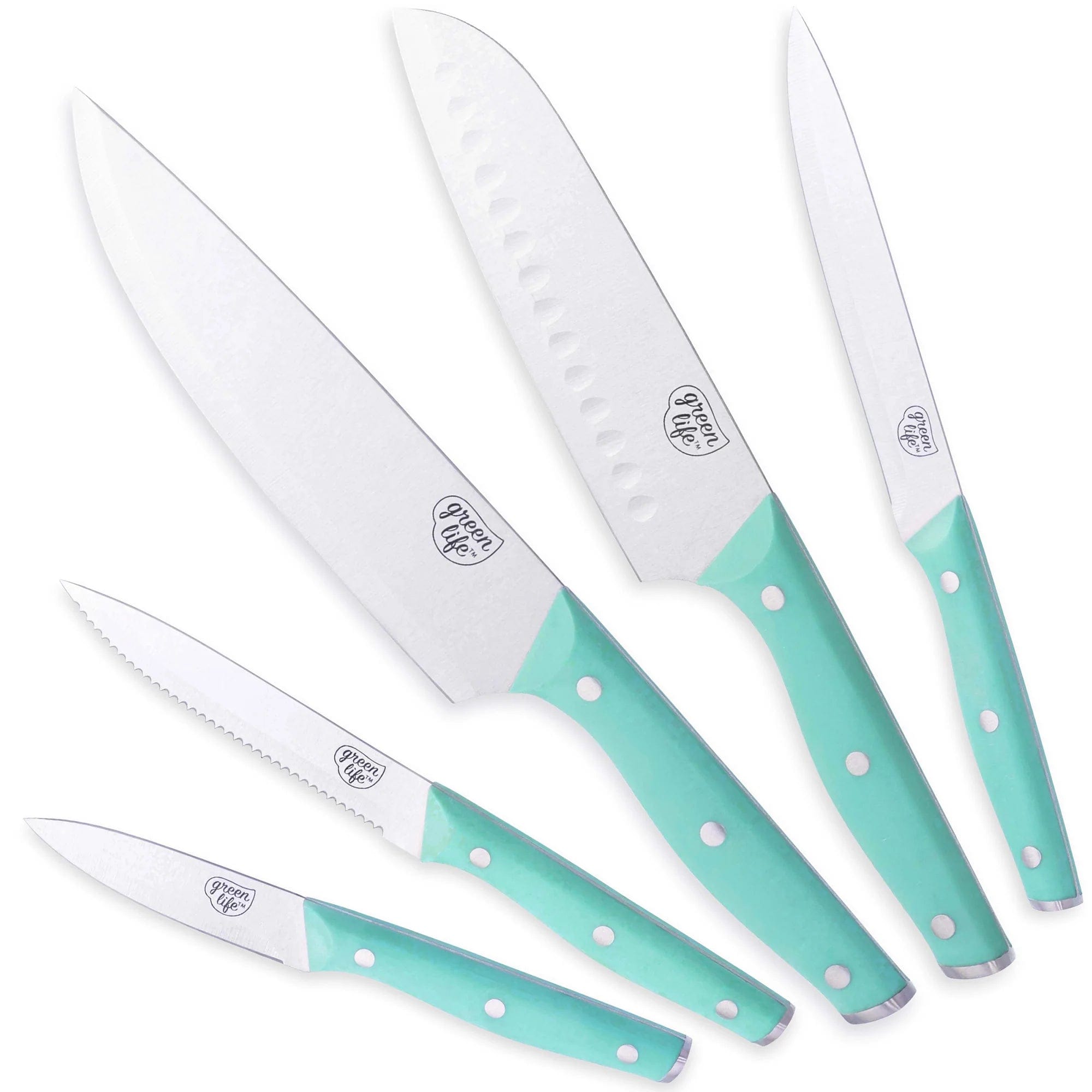 GreenLife High-Carbon Stainless Steel 5pc. Cutlery Set Turquoise CC005806-001