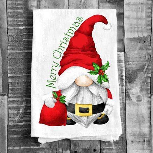 Holiday Kitchen Cotton Tea Towels Christmas Gnome TT-4639