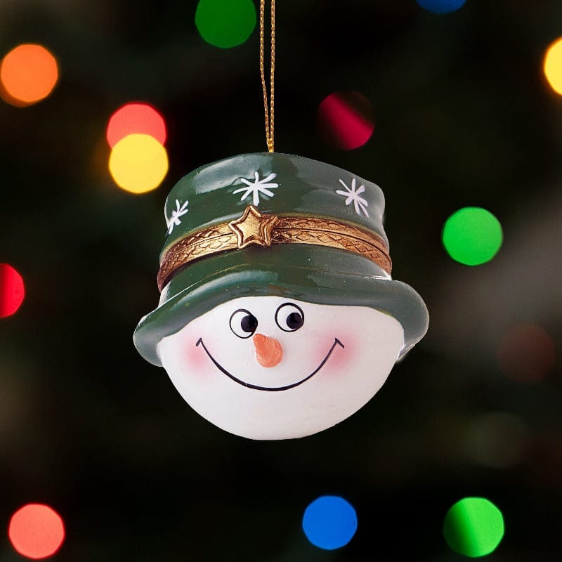 Holiday Porcelain Surprise Box Ornaments Snowman with Hat K7511