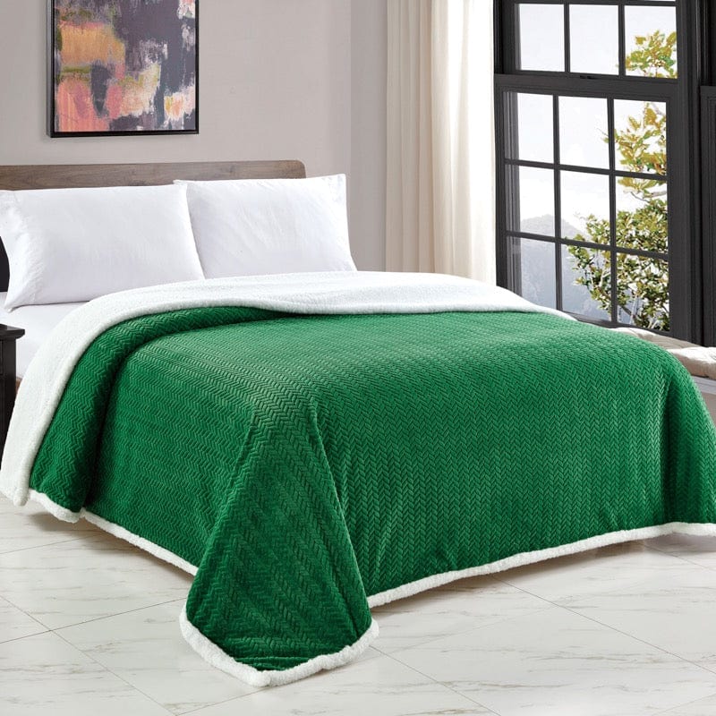 Jacquard Sherpa Oversized Bedding and Blanket Green / Queen 013758