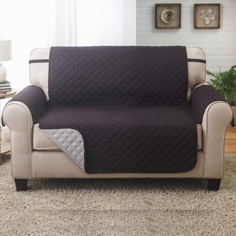 Quilted Loveseat Furniture Protectors Black Gray 700130
