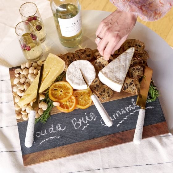 Rustic Farmhouse Wood and Slate Serving Board 3412