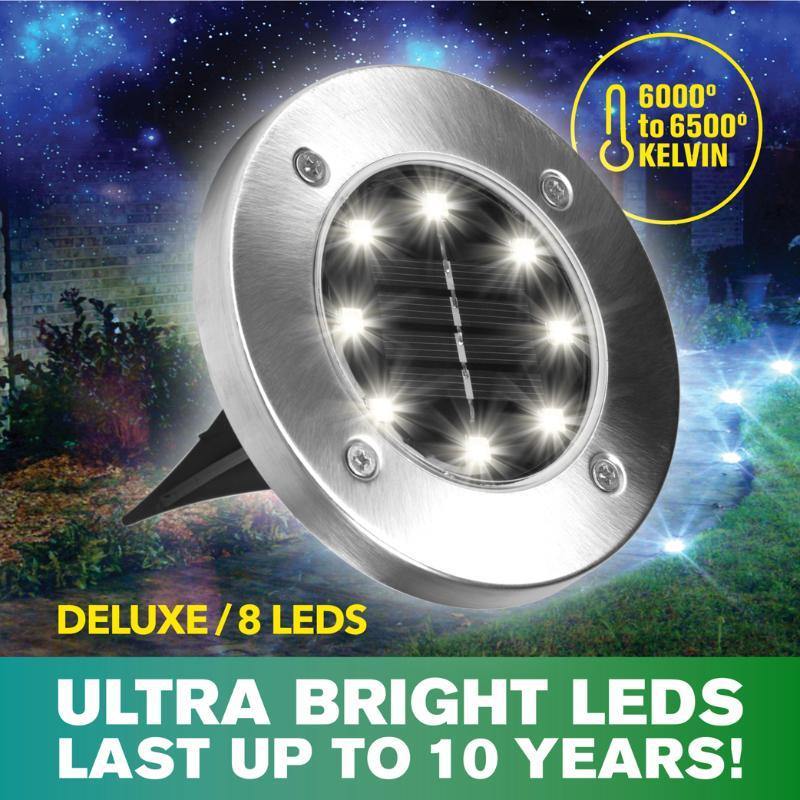 Set of 4 Bell + Howell Deluxe 8-LED Solar Disk Lights EM2016