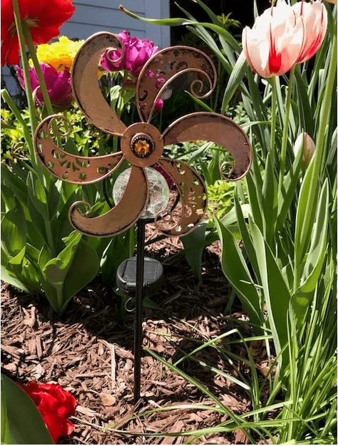 Solar LED Garden Wind Spinners with Light Whimsy Whirl TOE402