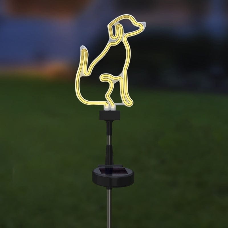 Solar LED Neon Outdoor Garden Décor Dog Stake Light TOE398