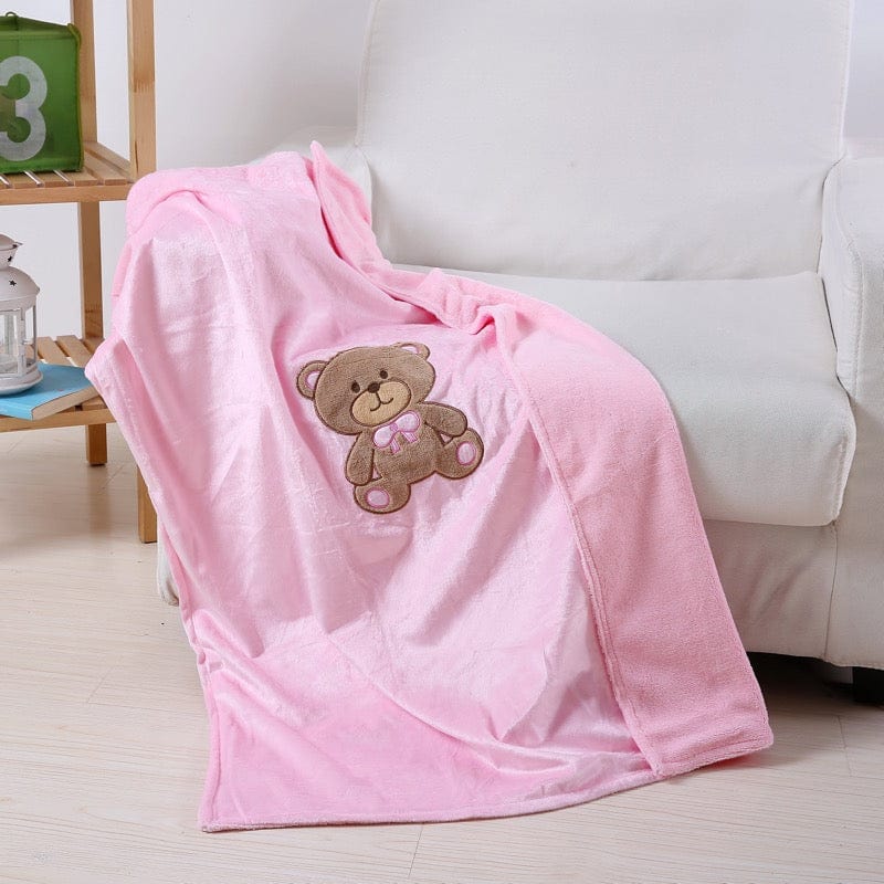 Teddy Bear Hypoallergenic Microplush Baby Blanket Pink TBB-PK