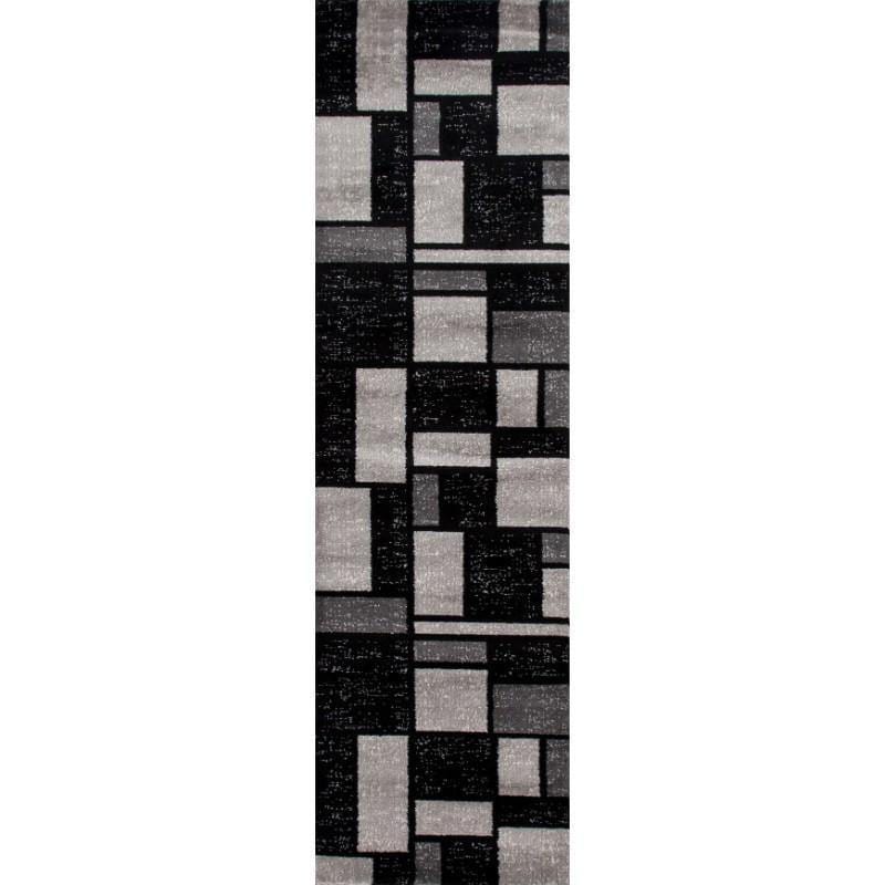 Toscana Geometric Grey Contemporary Area Rugs 2' X 8' 308 Grey 2 x 8