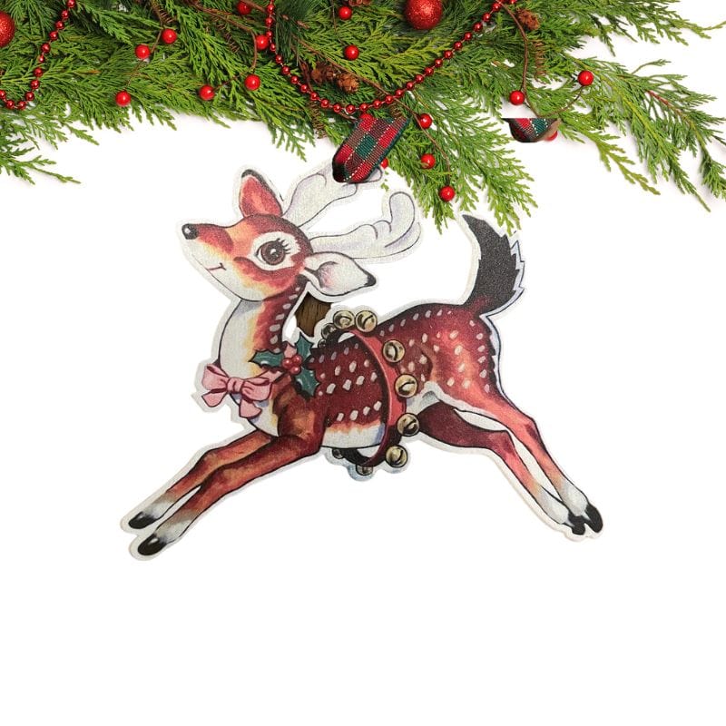Vintage Style Wood Christmas Ornaments Reindeer VSO-RUDOLPH