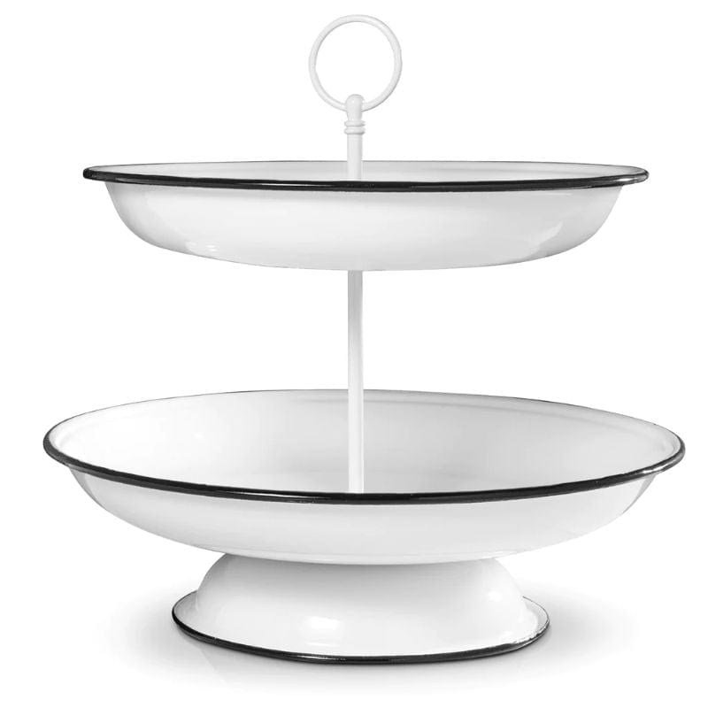 White Enameled Two Tier Stand PG94118