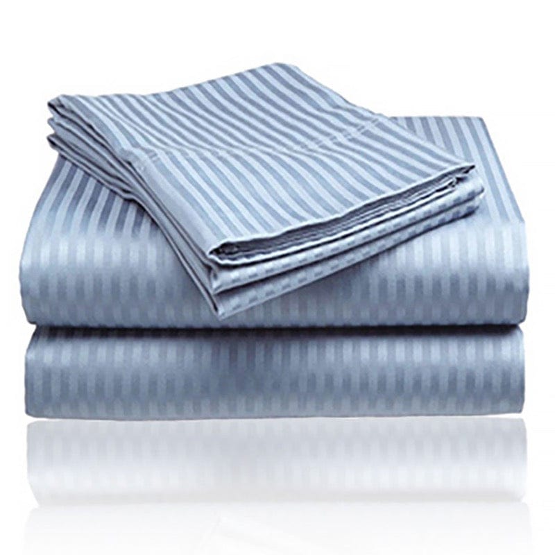 Wrinkle Resistant Embossed Ultra Soft Stripe Sheet Sets Ocean Blue / Twin 235912